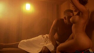Busty girlfriend GETS her PUSSY LICKED in sauna.