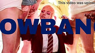 Blonde student sucks and swallows what?