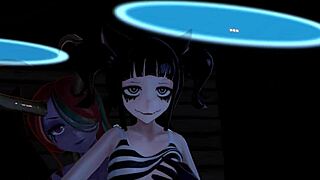 lesbian threesome turns foursome with hard cock in wet pussies. 😈