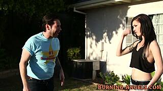 The goth whore receives a facial in this punk scene.