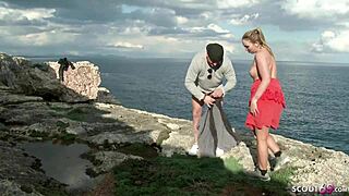 This german couple is fucking outdoors on mallorca during their holiday.