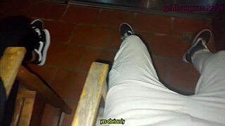 best friend swallows all on balcony, neighbor almost sees