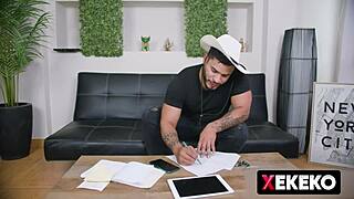 'What's the cost for free rent?' young Peruvian babe exclaims using dildo for orgasm!