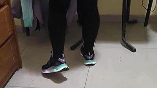 Maid in See-Through Leggings Flashes and Teases with Dirty Talk