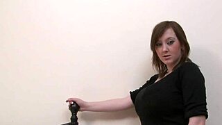 curvy busty woman shows new clothes