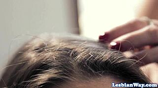 Busty lesbian babe licks friend's sweet pussy