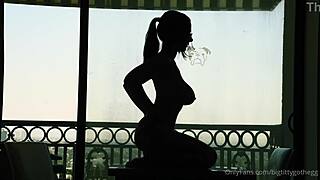 Big Titty Goth Egg Silhouette Dildo Riding Shaved Pussy