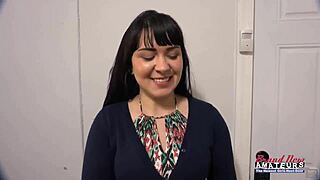 The busty brunette girl fucked after sucking a hard dick