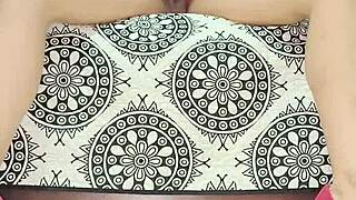 Milf feels sexy in red lingerie, showing natural tits