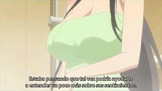 Chisato Hasegawa with big tits kissing in Spanish subtitles