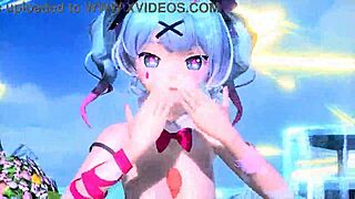 hatsune miku in ai no uta project diva nude mod, wearing rabbit hole costume with big tits and ass