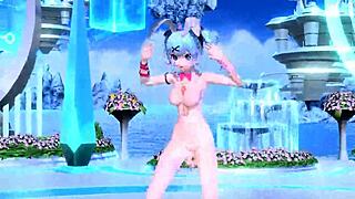 hatsune miku in ai no uta project diva nude mod, wearing rabbit hole costume with big tits and ass