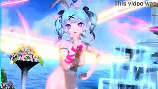 hatsune miku in ai no uta project diva nude mod, wearing rabbit hole costume with big tits and ass