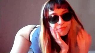 petite blonde Bonneyuwu inserting marbles with condom