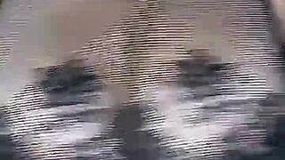 Man fucks huge natural tits from above in stockings