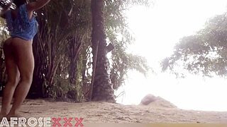 black girl teasing on beach