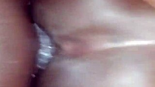 ebony girl takes black cock from behind