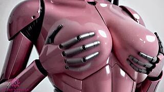 pink sex robot bounces huge tits for cum. close-up pov ai drives you wild!