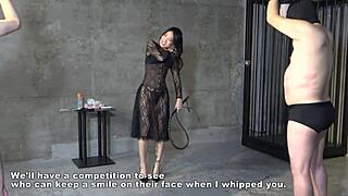 Japanese mistress sara gives cfnm handjob with great cumshot