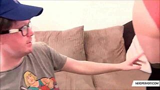 the chubby blonde amateur giving pov blowjob