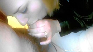 shimmering blonde italiano housewife gives a blowjob in the kitchen