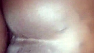 ebony girl takes black cock from behind