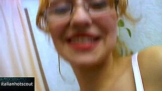 blonde girl with glasses gets fucked and swallows cum