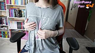 Nipple and Pussy Masturbation, Double Shaking Orgasm!