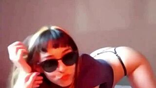 petite blonde Bonneyuwu inserting marbles with condom