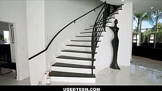 yo, check out hot blonde teen Lilly Bell getting used by roommate Elias Cash while cleaning stairs!