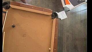 Cheerleader pornstar licks and sucks big black cock at pool hall