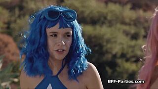 In cosplay, 'Let's have a foursome with hard dick and alien dildos'