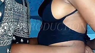 african teen gets tied up and performs oral on a big black cock in a submissive scene