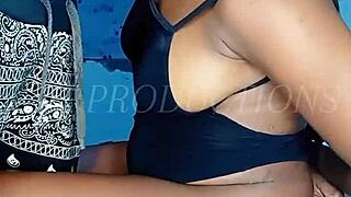 african teen gets tied up and performs oral on a big black cock in a submissive scene