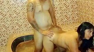 This little slut went to a motel with the stepfather for fun