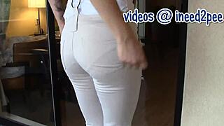 Sexy persian girl peeing her tight jeans