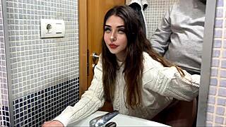 Landlord fucks me in bathroom while boyfriend cooks!