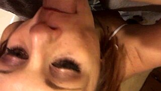 Hottie Sasha emotionally sucks out all my cum, covering her big tits in a facial