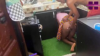 Hey, check this Ghana maid riding a huge cock driver!