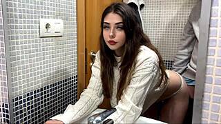 Landlord fucks me in bathroom while boyfriend cooks!