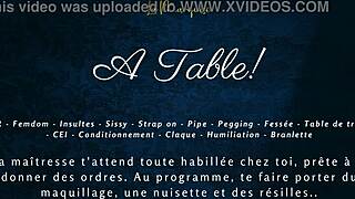 Intriguing French Femdom Milking Sissy On The Table