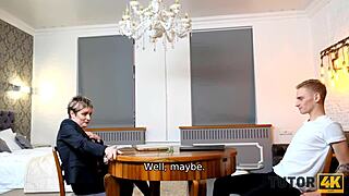 Tutor4K short-haired tutor engages in passionate affair with her disciple in missionary position.