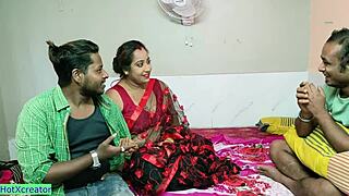 desi wife shares shaved pussy in threesome with ex husband.
