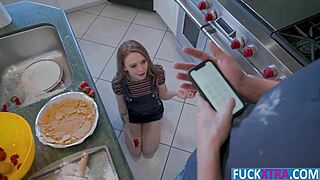 madi collins bent over for rough doggystyle and cumshot in kitchen!