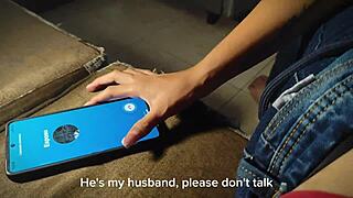 part 2 talking to husband while sucking boss cock for ass promotion