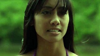 Sexy brunette babe Donnabella Mortel in bikini by freshwater