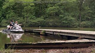 Sexy brunette babe Donnabella Mortel in bikini by freshwater