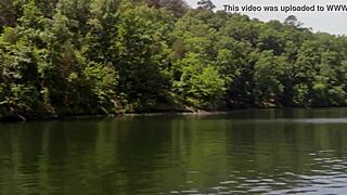 Sexy brunette babe Donnabella Mortel in bikini by freshwater