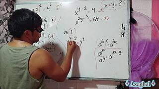 Asian Nerd With Brown Eyes Engages In Erotic Mathematical Fantasies In Bedroom With Amateur Partners