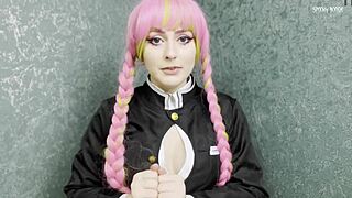 beautiful petite secretary in cosplay moans during homemade roleplay sex